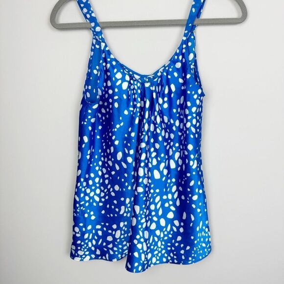 OSCAR DE LA RENTA | Pink Label Blue & White Ruffle Bib Tank Top Women’s Size S - Picture 7 of 8